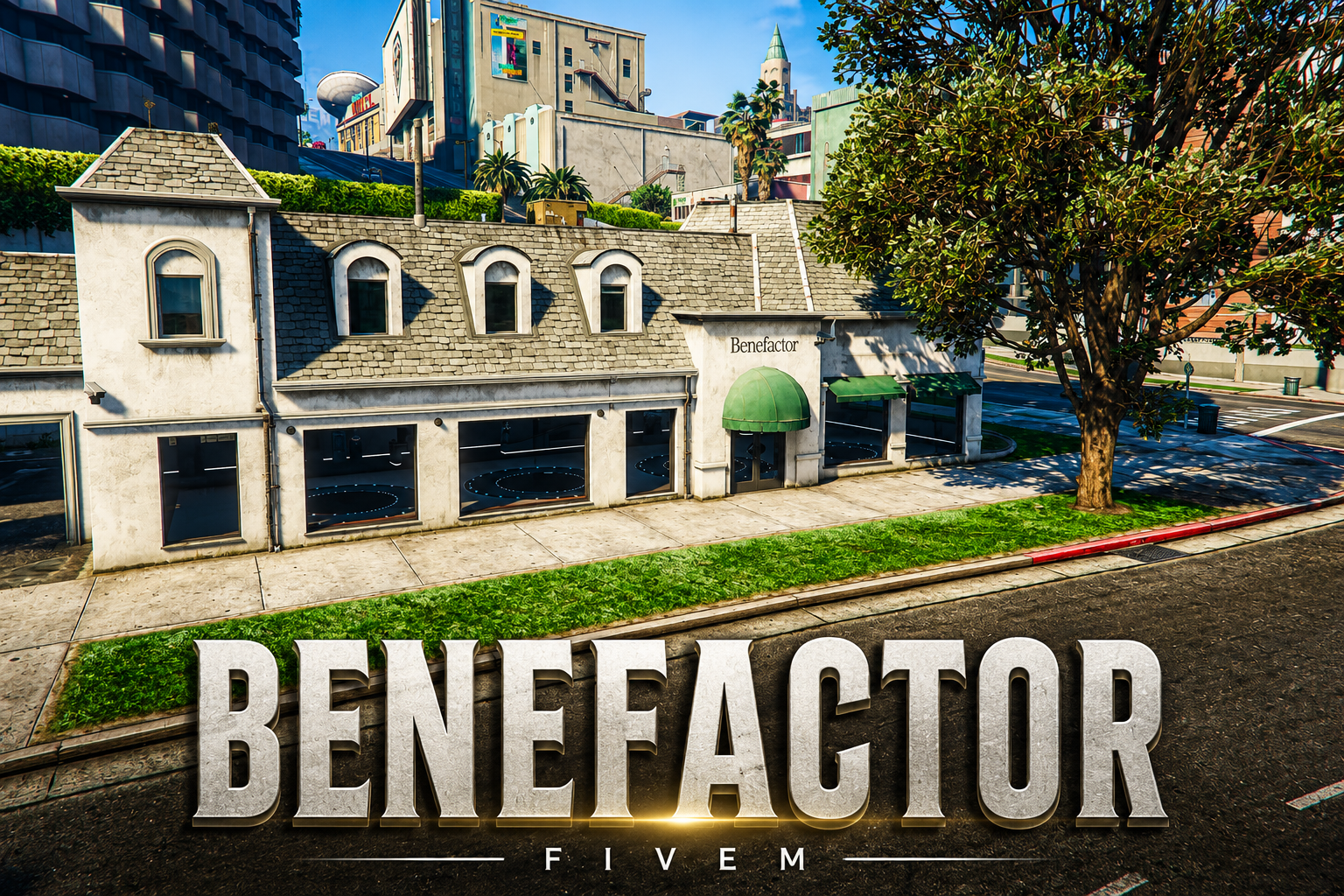 FIVEM Benefactor | Luxury Car Dealership MLO | Showroom & Mechanic Garage | Interior & Exterior | Custom Props | Add-On | Optimized | Fivem Ready | High Quality
