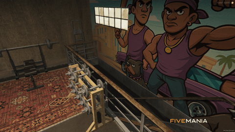 FIVEM Ballas Stash | Gang Hideout MLO | Gym & Bar | Storage Area | Lore-Friendly Mural | Add-On | Optimized | Fivem Ready | High Quality — image 6
