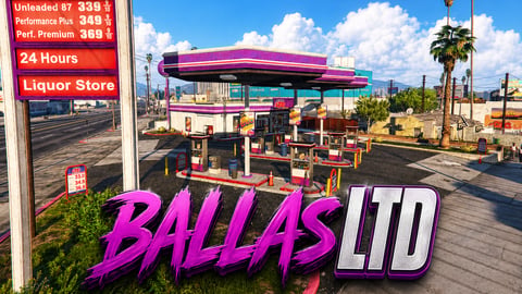 FIVEM Ballas Ltd | Lore-Friendly Gas Station MLO | Interior & Exterior | Convenience Store | Custom Branding | Add-On | Optimized | Fivem Ready | High Quality cover