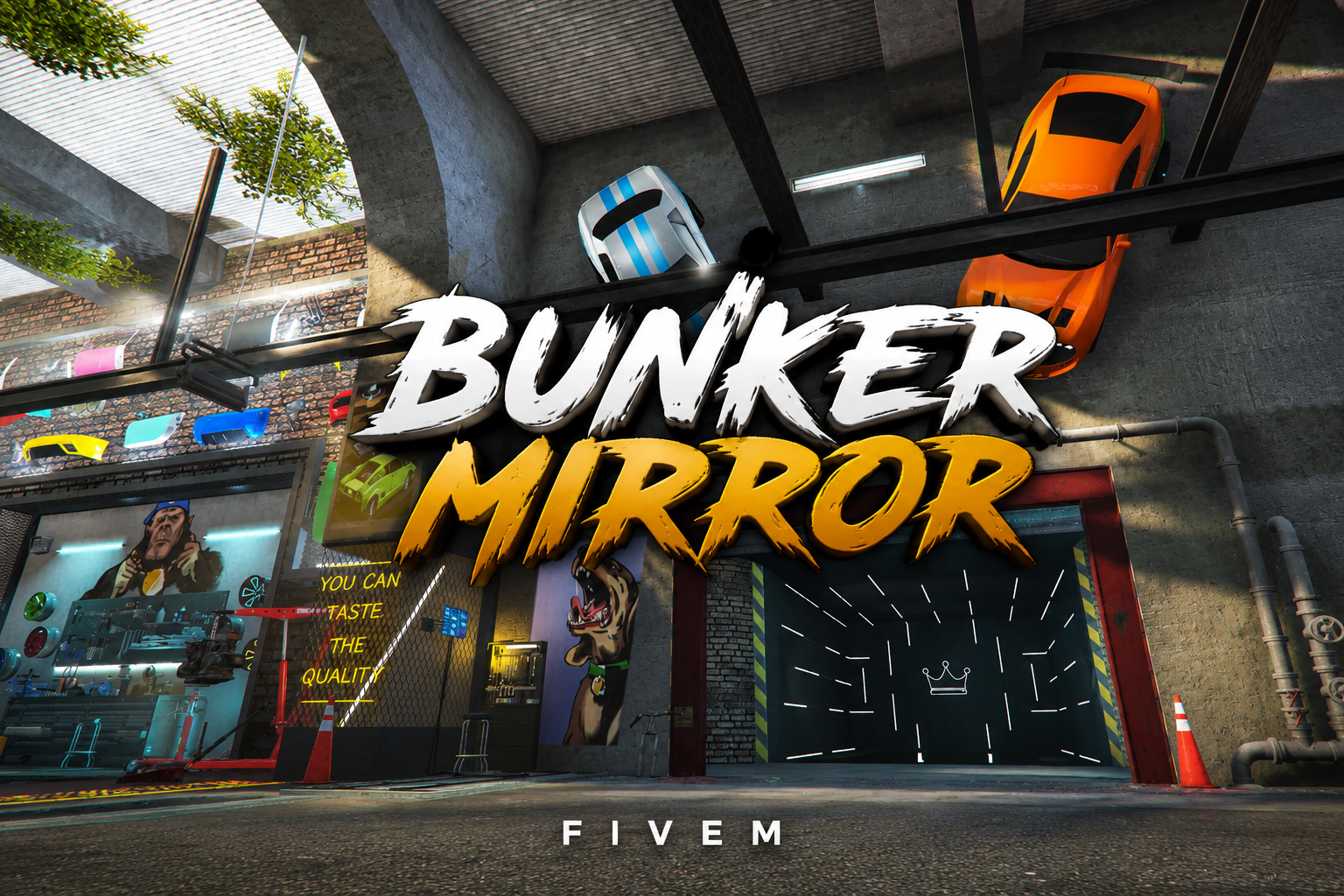 FIVEM Bunker Mirror | Underground Garage MLO | Custom Interior & Exterior | Workshop & Bar | Optimized Lighting | Add-On | Optimized | Fivem Ready | High Quality