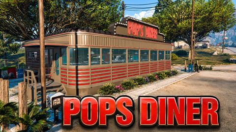 FIVEM Pops Diner | Retro American Diner MLO | Interior & Exterior | Full Kitchen | Seating Area | Add-On | Optimized | Fivem Ready | High Quality cover