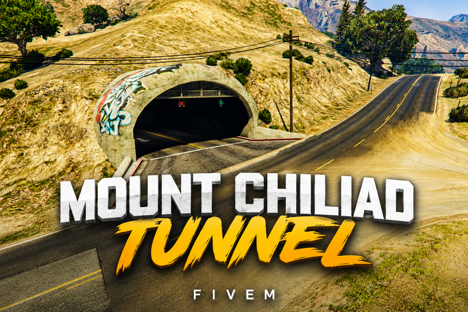 FIVEM Mount Chiliad Tunnel | Expanded Map Location | Interior & Exterior | Working Lights | Road Signs | Graffiti Art | Add-On | Optimized | Fivem Ready | High Quality