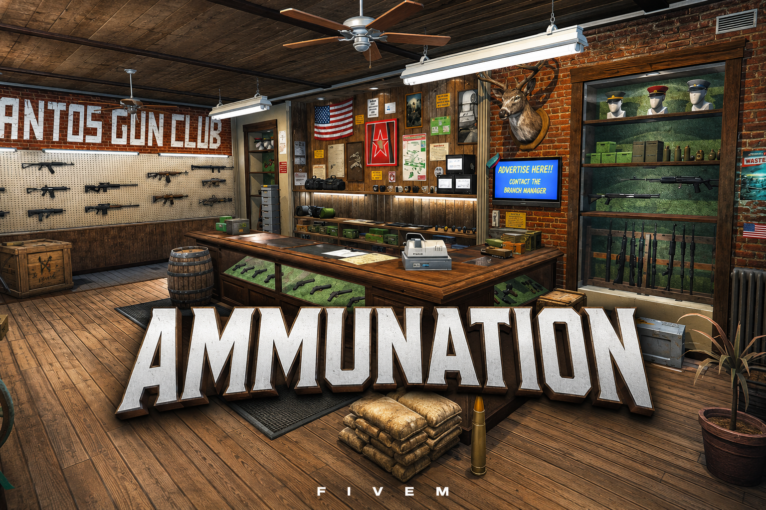 FIVEM Ammunation | Custom Gun Store MLO | Interior & Exterior | Custom Props | Add-On | Optimized | Fivem Ready | High Quality