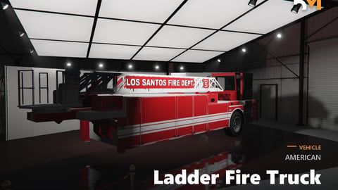 FIVEM American Ladder Fire Truck | Lore Friendly Emergency Vehicle | Working Ladder | Emergency Lights & Sirens | Add-On | Optimized | Fivem Ready | High Quality cover