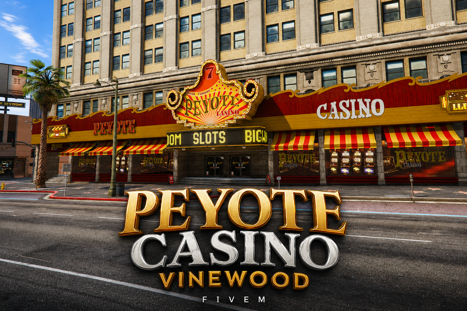 FIVEM Peyote Casino Vinewood | Grand Casino MLO | Interior & Exterior | Slot Machines & Roulette | Add-On | Optimized | Fivem Ready | High Quality