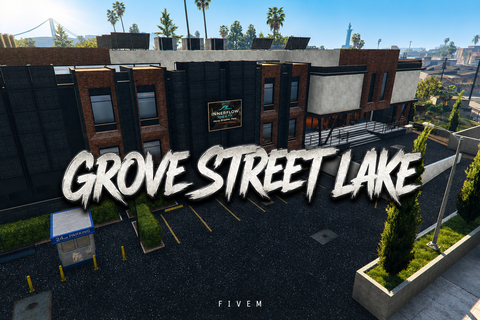 FIVEM Grove Street Lake | Multi-Purpose Waterfront MLO | Gym & Office | Outdoor Lounge | Amphitheater & Beach | Add-On | Optimized | Fivem Ready | High Quality