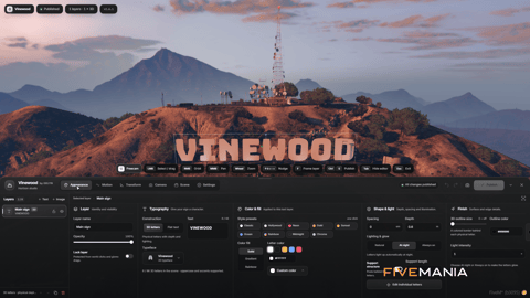 FIVEM Vinewood Sign Studio editor | Interactive Sign Customization Tool | Live Editing | Text & Image Layers | Lighting & Glow | 3D Letters | Add-On | Optimized | Fivem Ready | High Quality, image 2