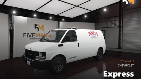 FIVEM Chevrolet Express | Lore Friendly Service Van | Benny's Livery | Working Lights | Add-On | Optimized | Fivem Ready | High Quality cover