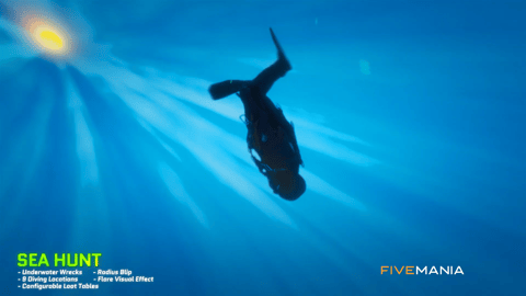 FIVEM Sea Hunt Diving Script | Immersive Underwater Activity Script | Underwater Wrecks & Loot | 9 Locations | Group Missions | Seashark Rental | Add-On | Optimized | Fivem Ready | High Quality, image 5