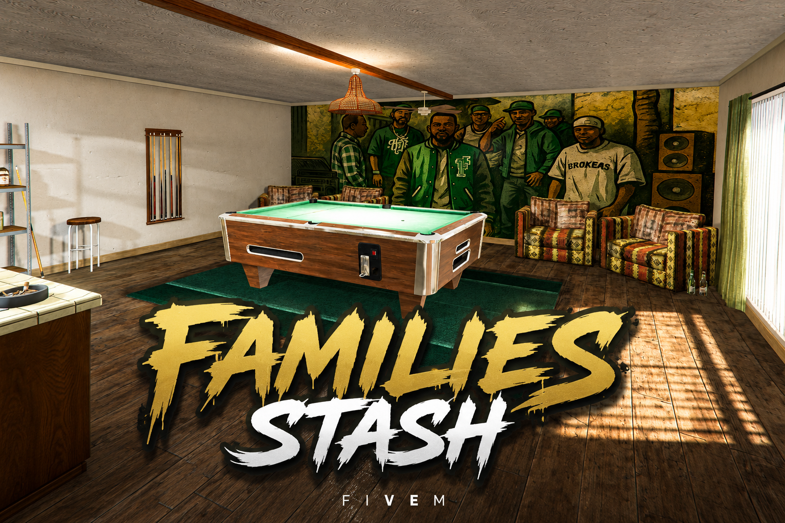 FIVEM Families Stash | Gang Hideout MLO | Pool Table | Drug Lab | Stash Room | Add-On | Optimized | Fivem Ready | High Quality