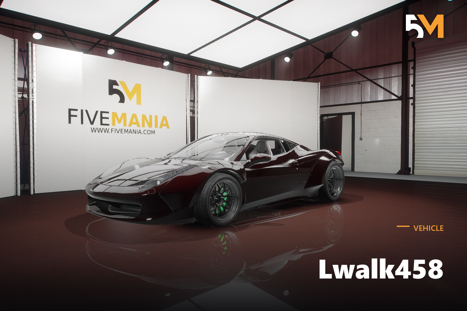 FIVEM Lwalk458 | Realistic Sports Car [Unbadged] Add-On | Custom Wheels | Detailed Interior | Add-On | Optimized | Fivem Ready | High Quality