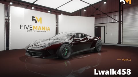 FIVEM Lwalk458 | Realistic Sports Car [Unbadged] Add-On | Custom Wheels | Detailed Interior | Add-On | Optimized | Fivem Ready | High Quality cover