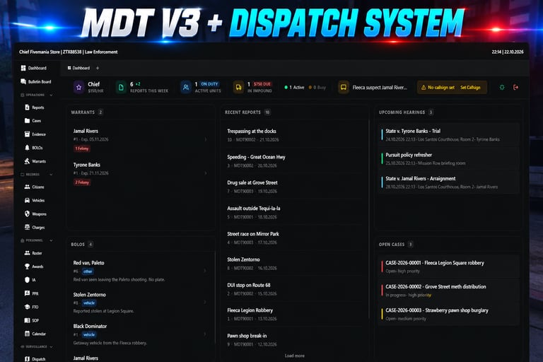 FIVEM Police Records Mdt, Comprehensive Police Records System