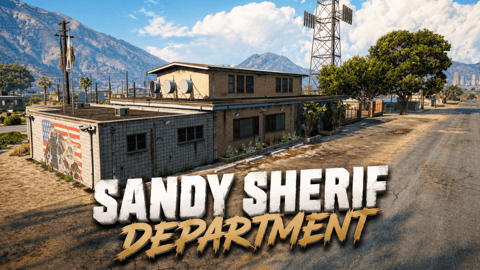 FIVEM Sandy Sherif Department | Lore-Friendly Police Station MLO | Interior & Exterior | Jail Cells | Offices | Reception Area | Add-On | Optimized | Fivem Ready | High Quality cover