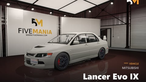 FIVEM Mitsubishi Lancer Evo IX | Realistic Sports Car [Unbadged] Add-On | Interior & Exterior | Custom Wheels | Working Lights | Optimized | Fivem Ready | High Quality cover