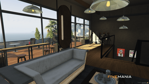 FIVEM Tuning Bar Mechanic | Modern Garage & Restaurant MLO | Interior & Exterior | Rooftop Terrace | Custom Props | Add-On | Optimized | Fivem Ready | High Quality — image 17