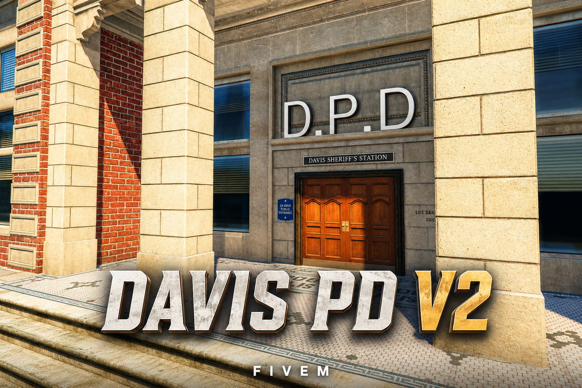 FIVEM Davis Pd V2 | Detailed Police Department MLO | Interior & Exterior | Multiple Rooms | Add-On | Optimized | Fivem Ready | High Quality