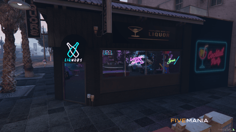 FIVEM Liquors Bar | Vibrant Bar MLO | Interior & Exterior | Custom Props | Neon Lighting | Add-On | Optimized | Fivem Ready | High Quality — image 2