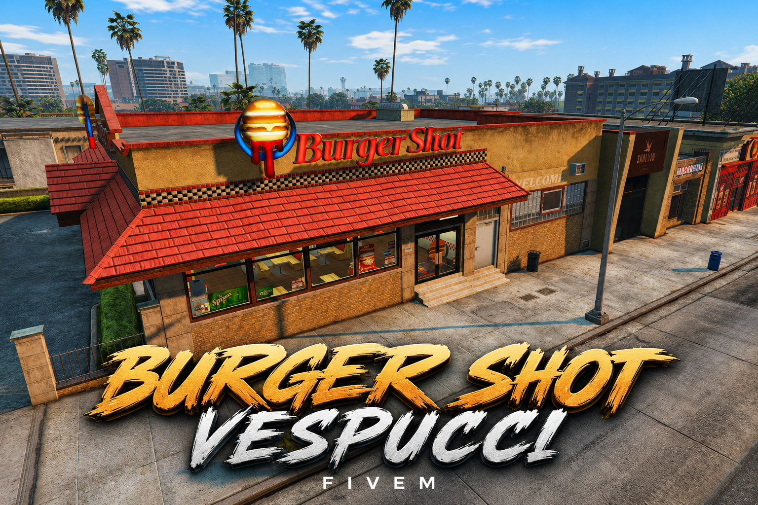 FIVEM Burger Shot Vespucci | Iconic Fast Food Restaurant MLO | Interior & Exterior | Full Kitchen | Dining Area | Staff Rooms | Add-On | Optimized | Fivem Ready | High Quality