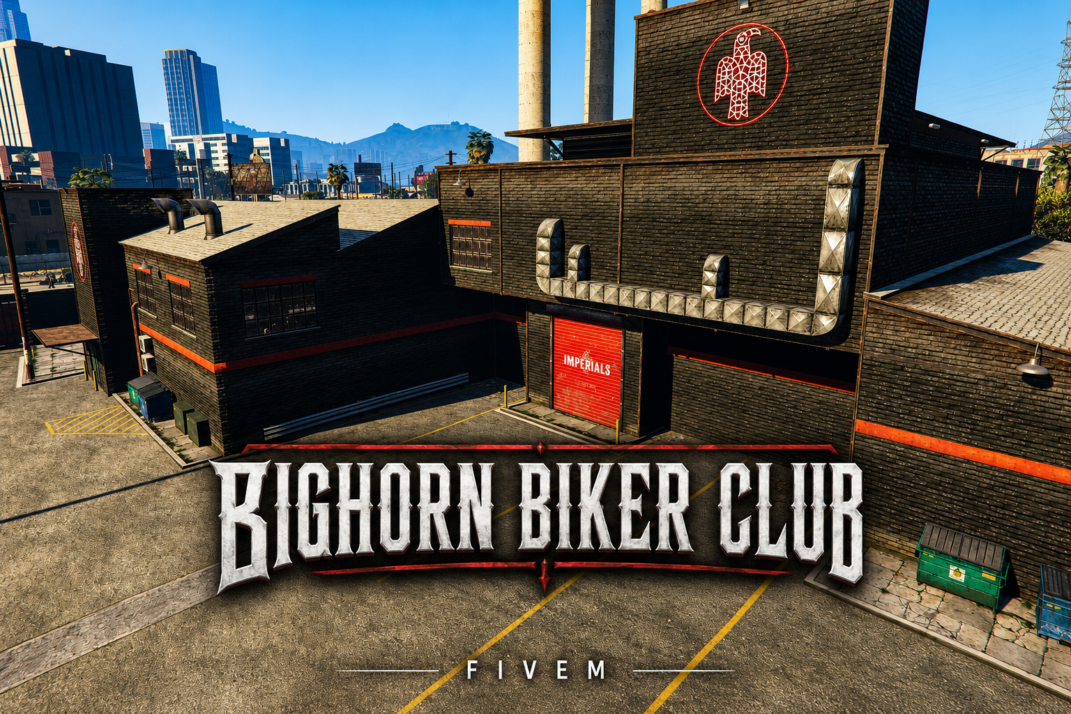 FIVEM Bighorn Biker Club | Biker Gang Clubhouse MLO | Interior & Exterior | Garage | Meeting Room | Lounge | Add-On | Optimized | Fivem Ready | High Quality