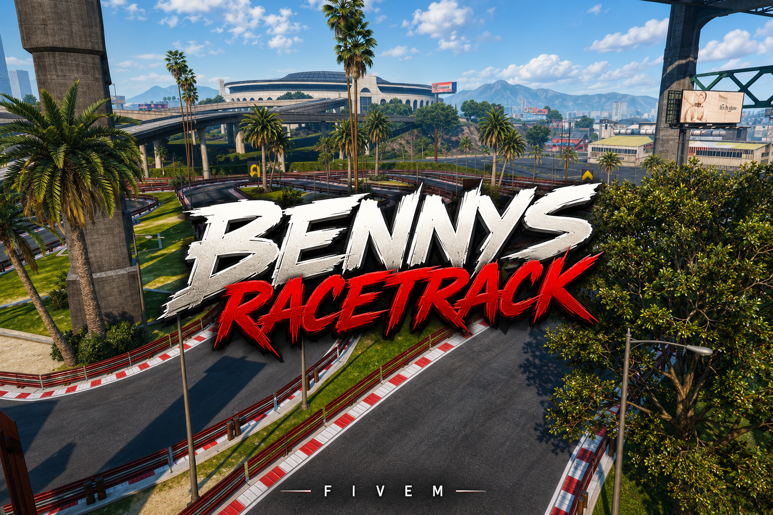 FIVEM Bennys Racetrack | Custom Racing Circuit MLO | Interior & Exterior | Track Lighting | Seating Area | Add-On | Optimized | Fivem Ready | High Quality