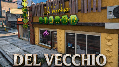 FIVEM Del Vecchio | Lore-Friendly Liquor Store MLO | Interior & Exterior | Custom Props | Optimized Lighting | Add-On | Optimized | Fivem Ready | High Quality cover