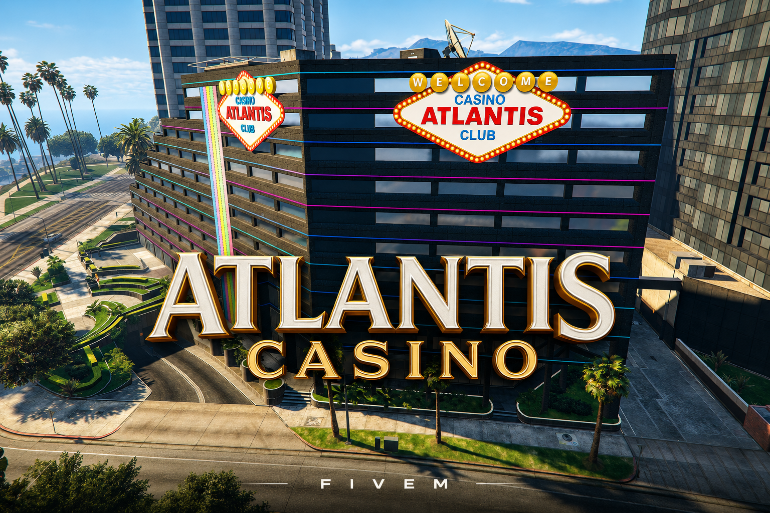 FIVEM Atlantis Casino | Grand Casino Interior & Exterior | Casino Games | Parking Garage | Office Space | Add-On | Optimized | Fivem Ready | High Quality