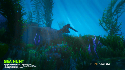 FIVEM Sea Hunt Diving Script | Immersive Underwater Activity Script | Underwater Wrecks & Loot | 9 Locations | Group Missions | Seashark Rental | Add-On | Optimized | Fivem Ready | High Quality, image 11