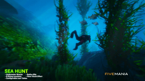 FIVEM Sea Hunt Diving Script | Immersive Underwater Activity Script | Underwater Wrecks & Loot | 9 Locations | Group Missions | Seashark Rental | Add-On | Optimized | Fivem Ready | High Quality, image 7