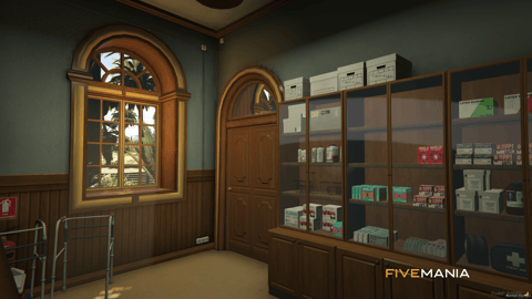 FIVEM Sandy Hospital | Fully Equipped Hospital MLO | Interior & Exterior | Pharmacy | Waiting Room | Add-On | Optimized | Fivem Ready | High Quality — image 9