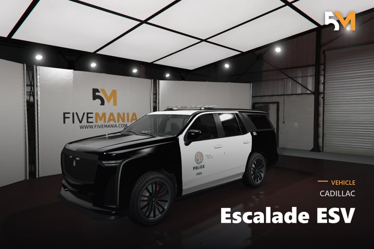 FIVEM Cadillac Escalade ESV, Lore Friendly Police SUV Add-On