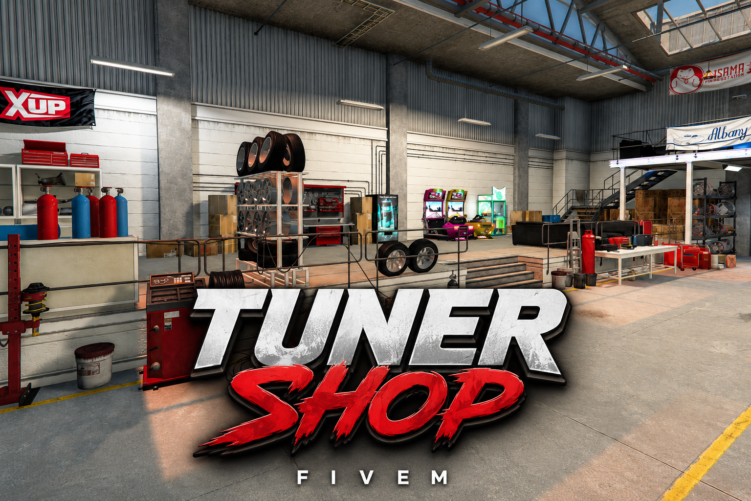FIVEM Tuner Shop | Custom Mechanic & Tuning MLO | Interior & Exterior | Reception Area | Bar Area | Garage Bays | Add-On | Optimized | Fivem Ready | High Quality