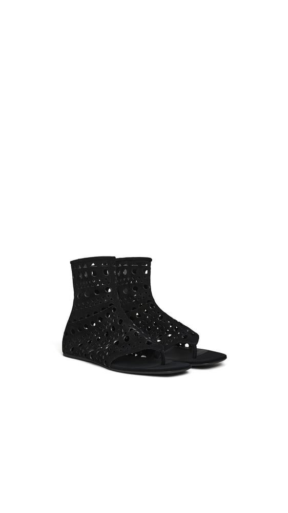 SANDALES TONG VIENNE MONTANTES EN CUIR VELOURS