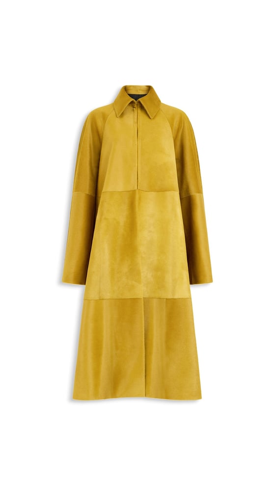 MANTEAU TRAPÈZE LONG EN CUIR PONY