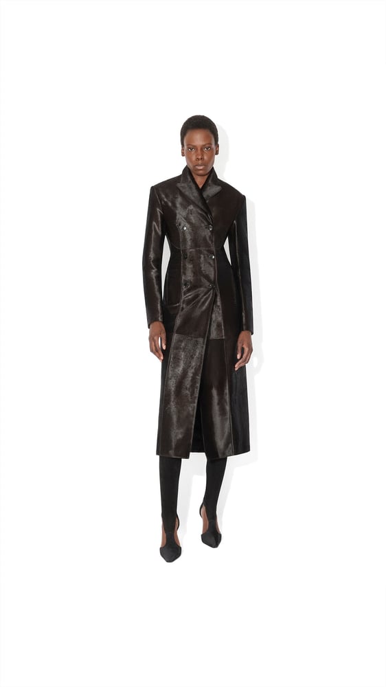 MANTEAU TAILLEUR EN CUIR PONY