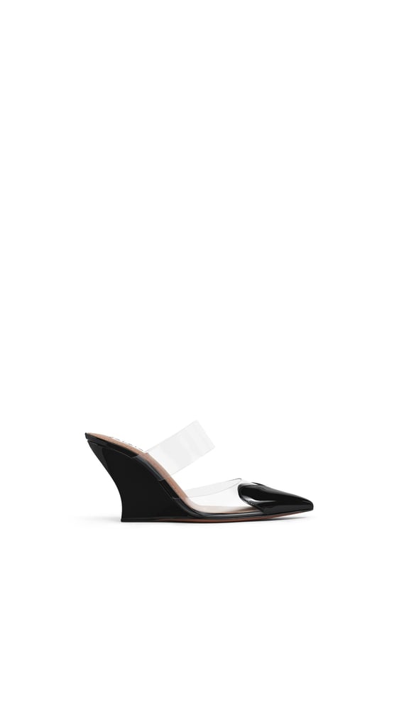 MULES COMPENSÉES LE CŒUR EN CUIR VERNI