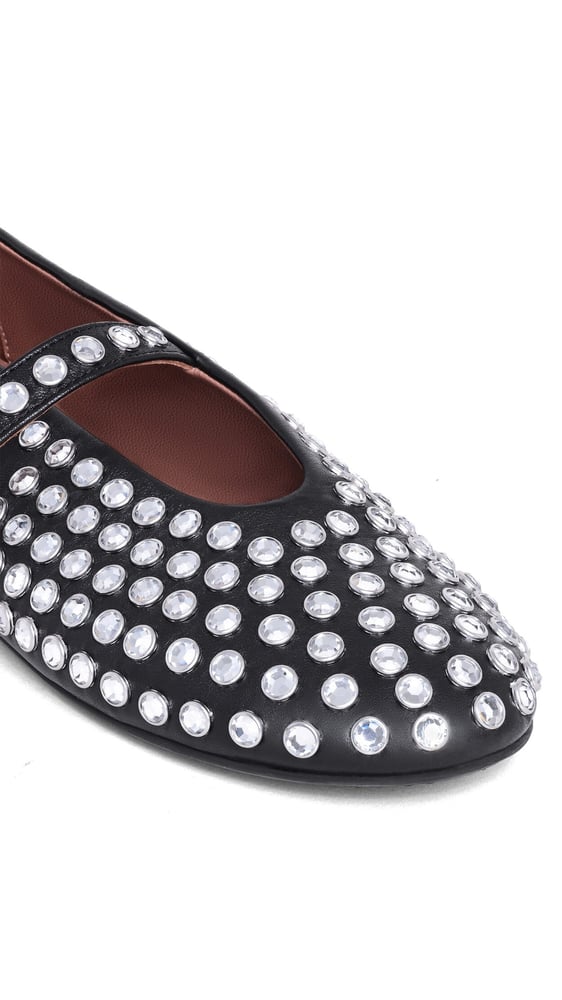 BALLERINES EN CUIR À STRASS