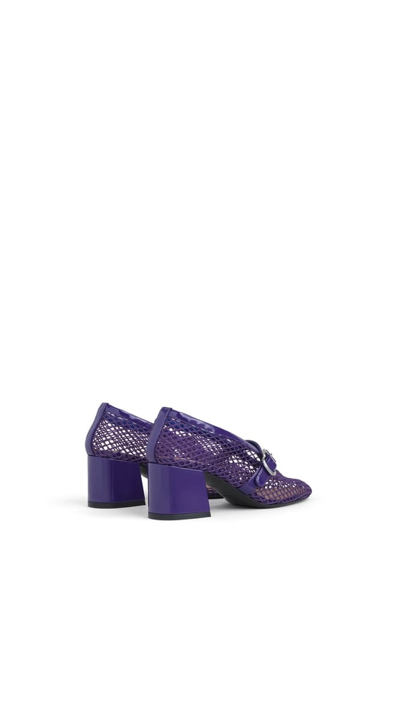 MARY JANES EN RÉSILLE ET CUIR VERNI