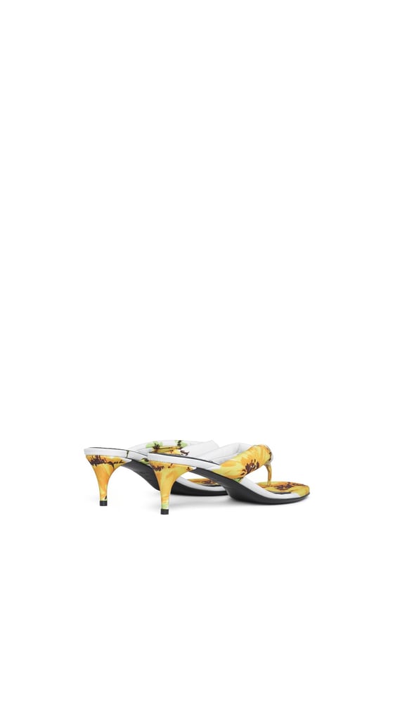 MULES TONG À TALON MOTIF FLORAL