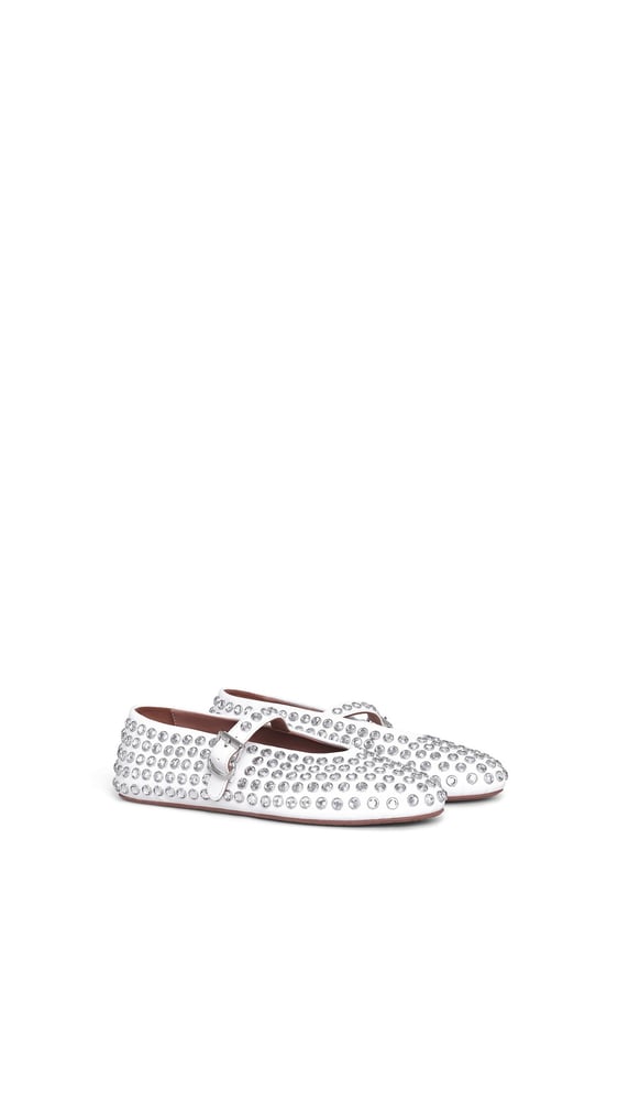 BALLERINES EN CUIR À STRASS