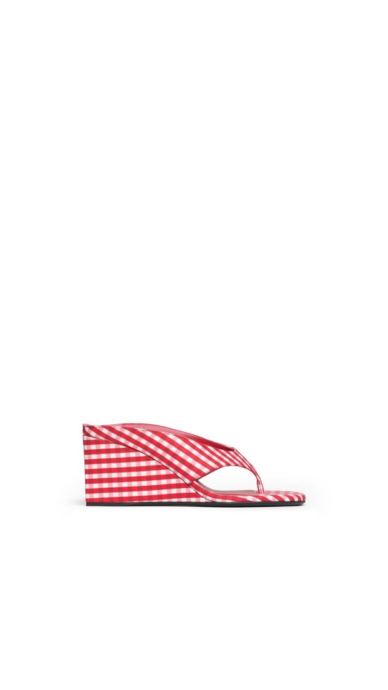MULES TONG CUBE À IMPRIMÉ VICHY