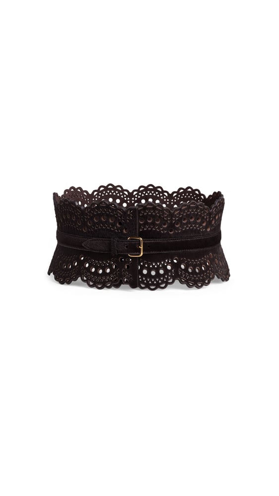 CEINTURE BUSTIER EN CUIR PONY PERFORÉ