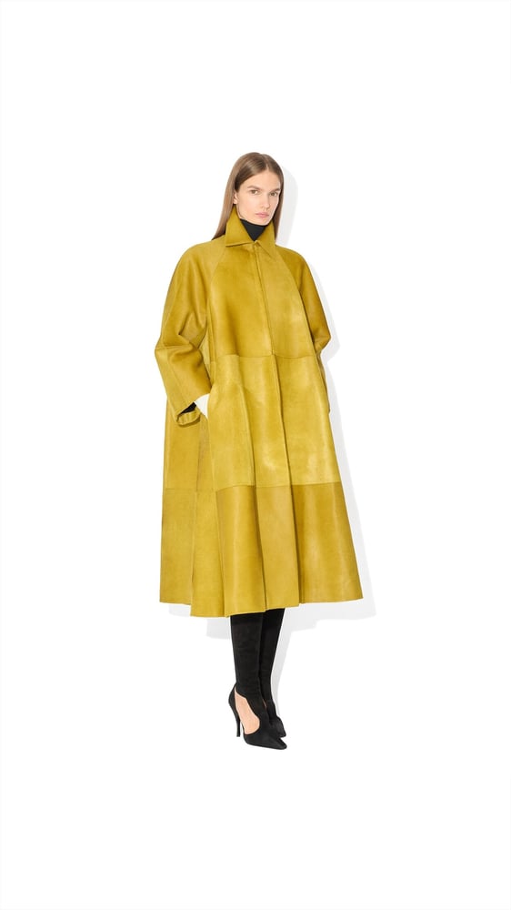 MANTEAU TRAPÈZE LONG EN CUIR PONY