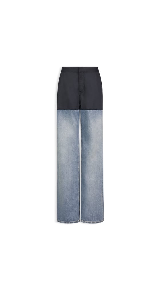 PANTALON BI-MATIÈRE EN DENIM