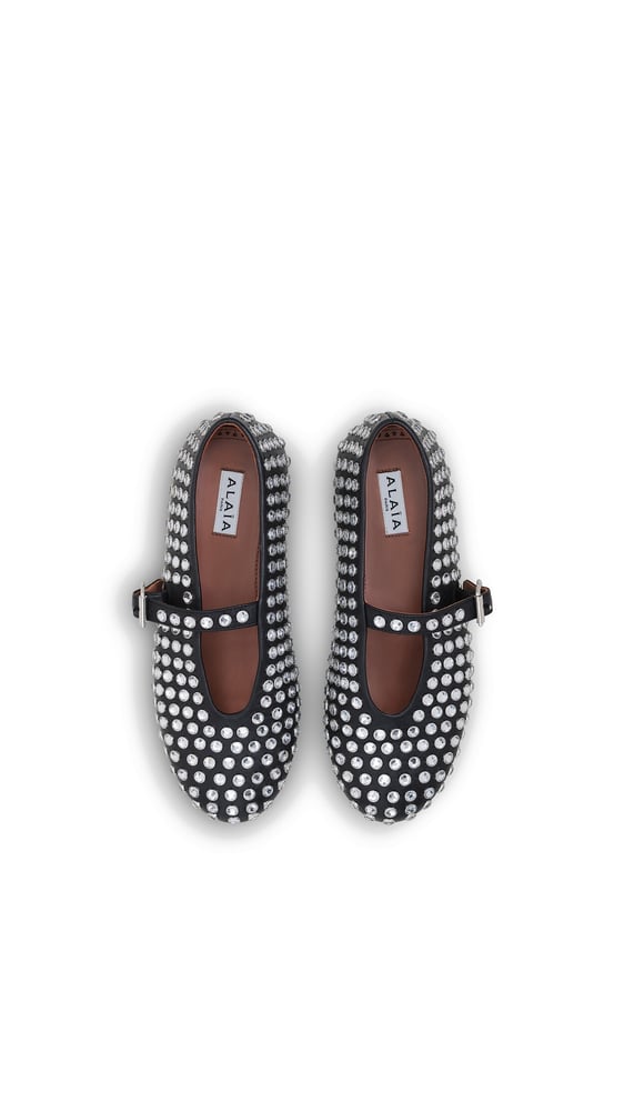 BALLERINES EN CUIR À STRASS