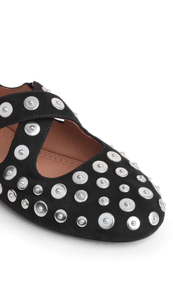 BALLERINES CRISS CROSS EN SUÈDE ET RIVETS