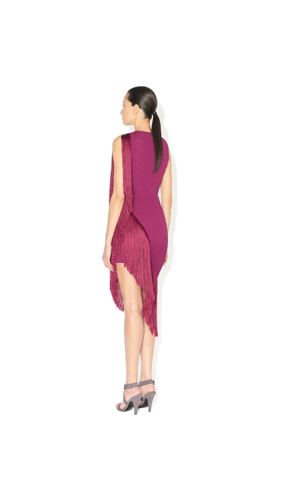 ROBE ASYMÉTRIQUE À FRANGES