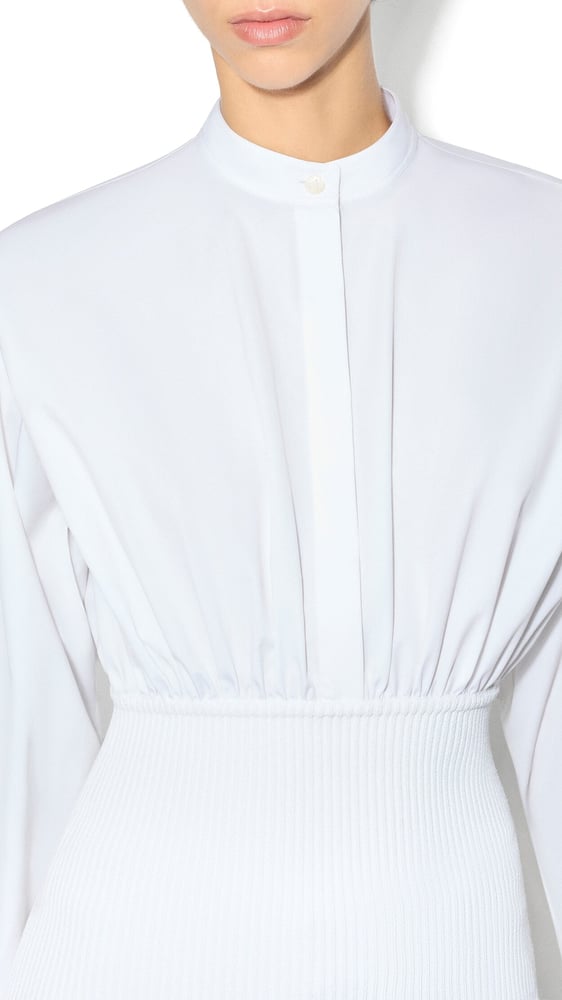 CHEMISE EN POPELINE DE COTON ET MAILLE