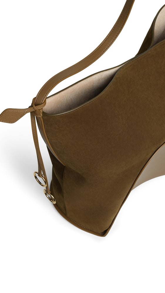 SAC HIP BUCKET LARGE BI-MATIÈRE EN CUIR