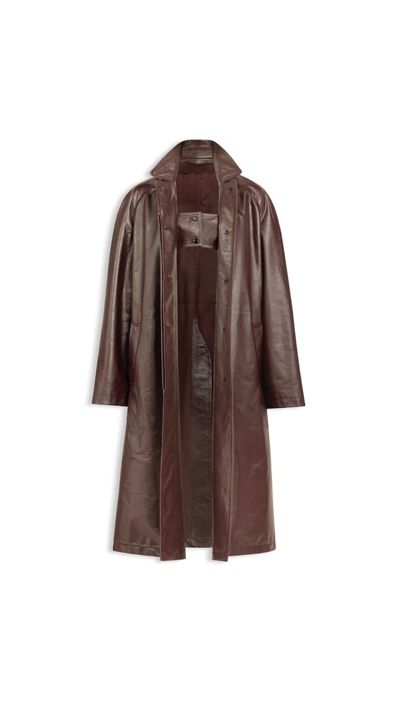 ENSEMBLE MANTEAU ET BRALETTE EN CUIR